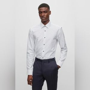 BOSS SLIM-FIT SHIRT IN PRINTED ITALIAN OXFORD COTTON - M. NEW